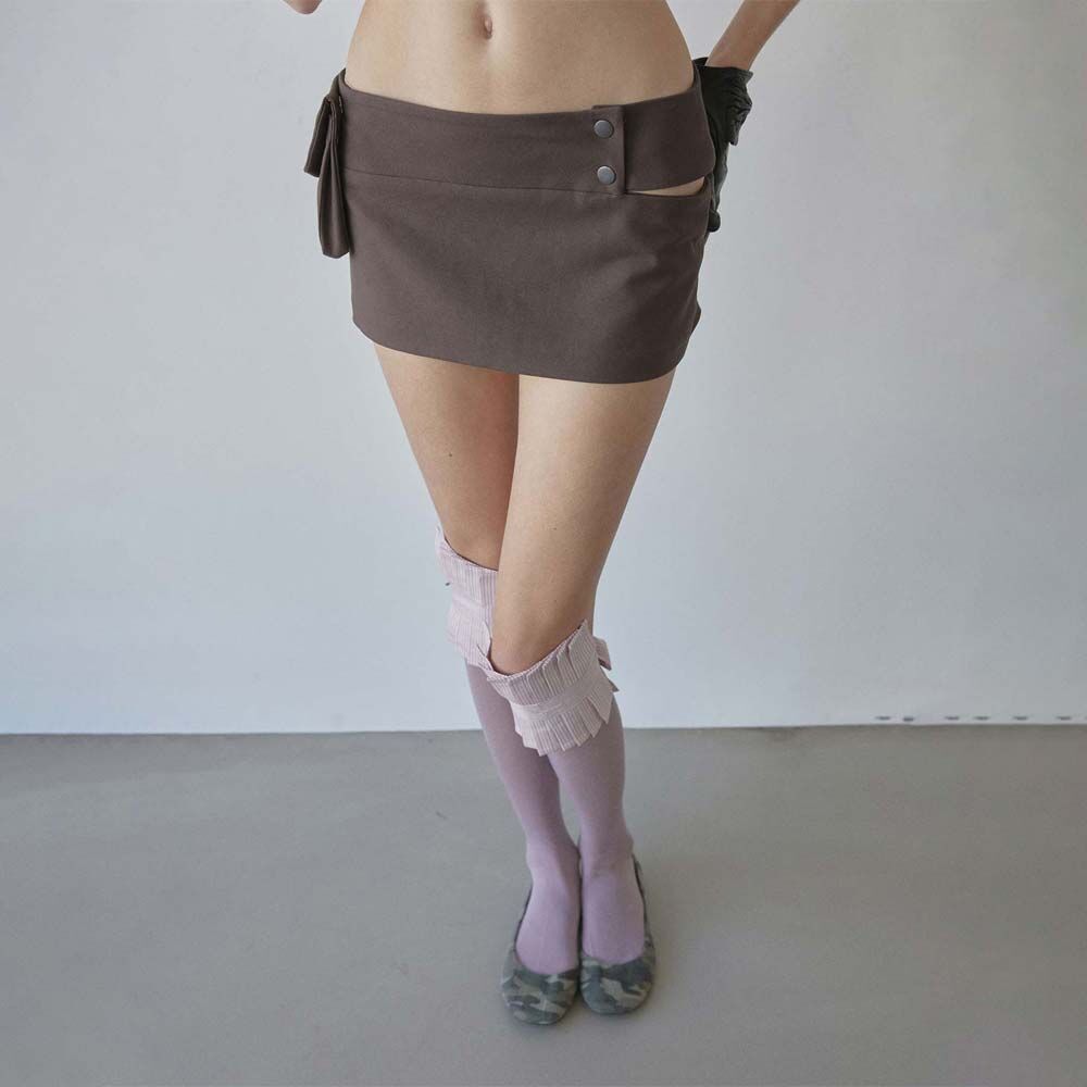 SOFT SEOUL ♥ TENSION BIKER SKIRT&PANTS SET /追跡付 TENSION BIKER SKIRT&PANTS SET_BROWN - 감도 깊은 취향 셀렉트
