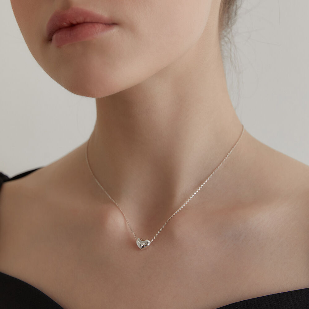 ネックレス・ペンダント TATIANA SILVER925 Petit Cubic Plump Heart Necklace NZ2032 50 SILVER925) Petit Cubic Plump Heart Necklace NZ2032 - 감도