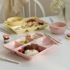 쓰임 에센셜 컬러도자식판 나눔 플레이트 세트 (핑크)