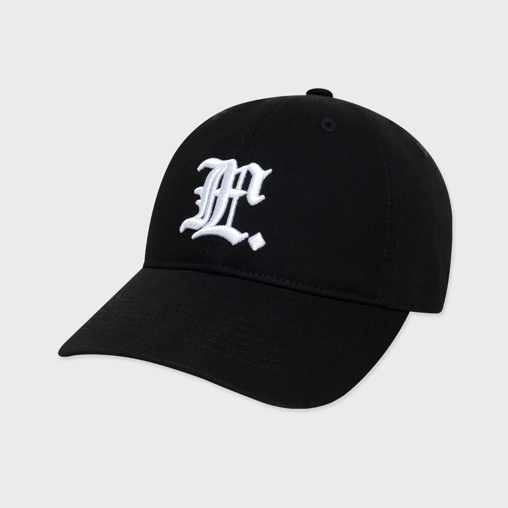 WASHED DENIM GOTHIC OVAL 6PANEL CAP dark navy - 감도 깊은