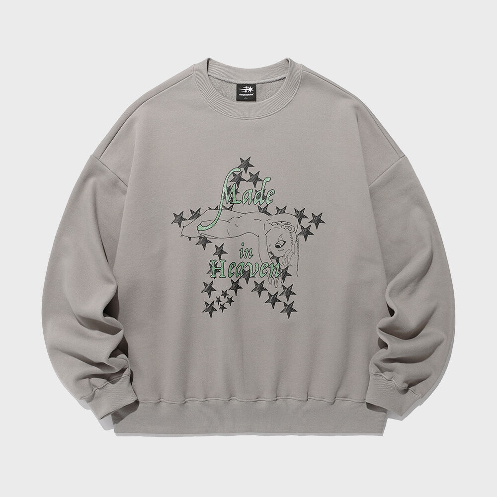 Y.E.S Cracked Flame Logo Sweatshirt Smoky Blue - 감도 깊은