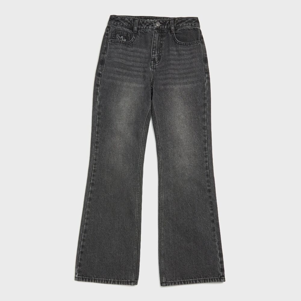 【WOOALONG】 Western washed boots-cut denim pants Black western washed boots-cut denim pants - WOOALONG | 60