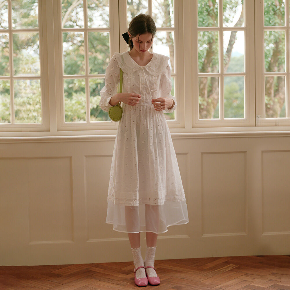 ★Cest Moidew★ Cest_White doll collar chiffon dress Cest_White doll collar chiffon dress_Cest Moidew - 코오롱몰