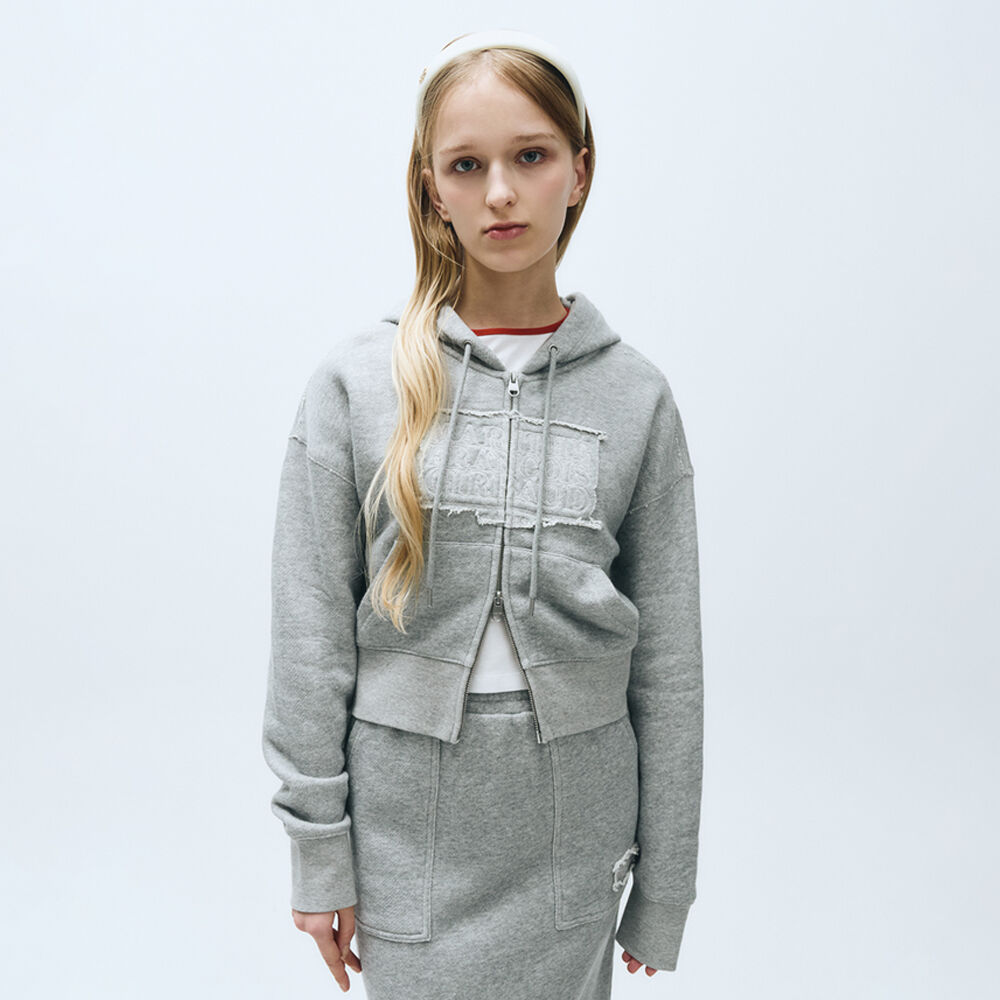 トップス W CLASSIC LOGO CROP HOODIE ZIPUP W CLASSIC LOGO CROP KNIT HOODIE ZIPUP