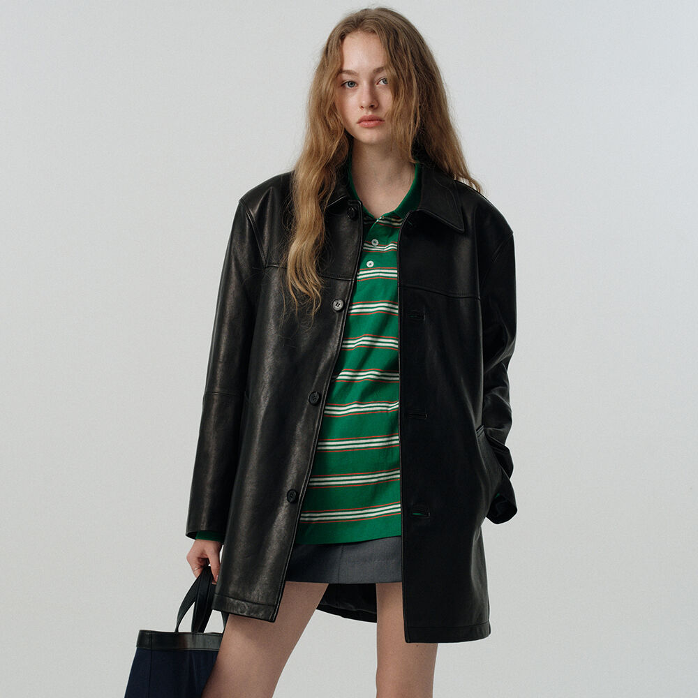 UNISEX LEATHER HALF JACKET BLACK_UDJA5A106BK - 감도 깊은