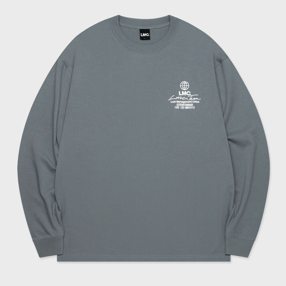 ■LMC■ SIGNATURE GLOBE LONG SLV TEE light heather gray 0LM4 SIGNATURE GLOBE LONG SLV TEE gray - 감도 깊은 취향 셀렉트샵 29CM