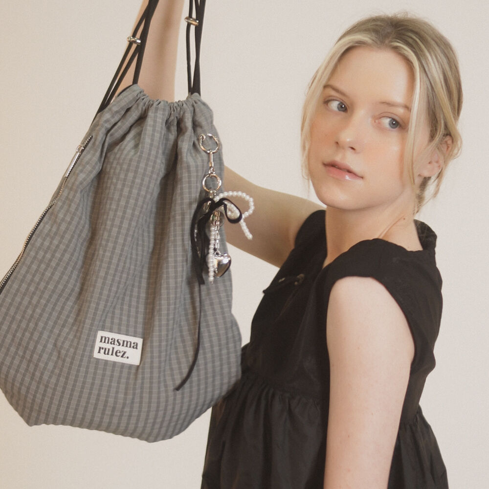 Gym sack string bag _ plaid check ivory - 감도 깊은 취향