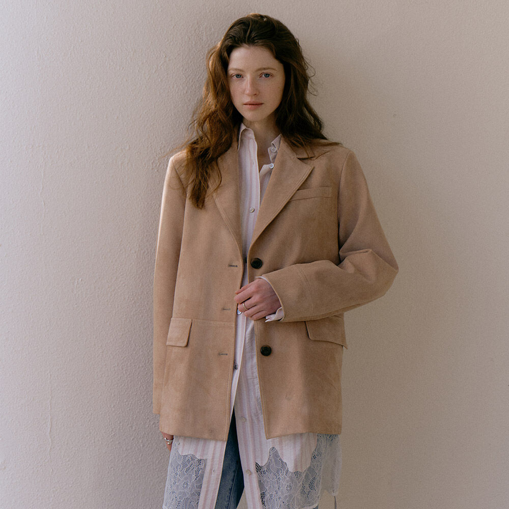 ジャケット on&on Round Neck Handmade Wool Jacket NEW4WJ913_9C Round Neck Handmade Wool Jacket NEW4WJ913_9C - 감도 깊은