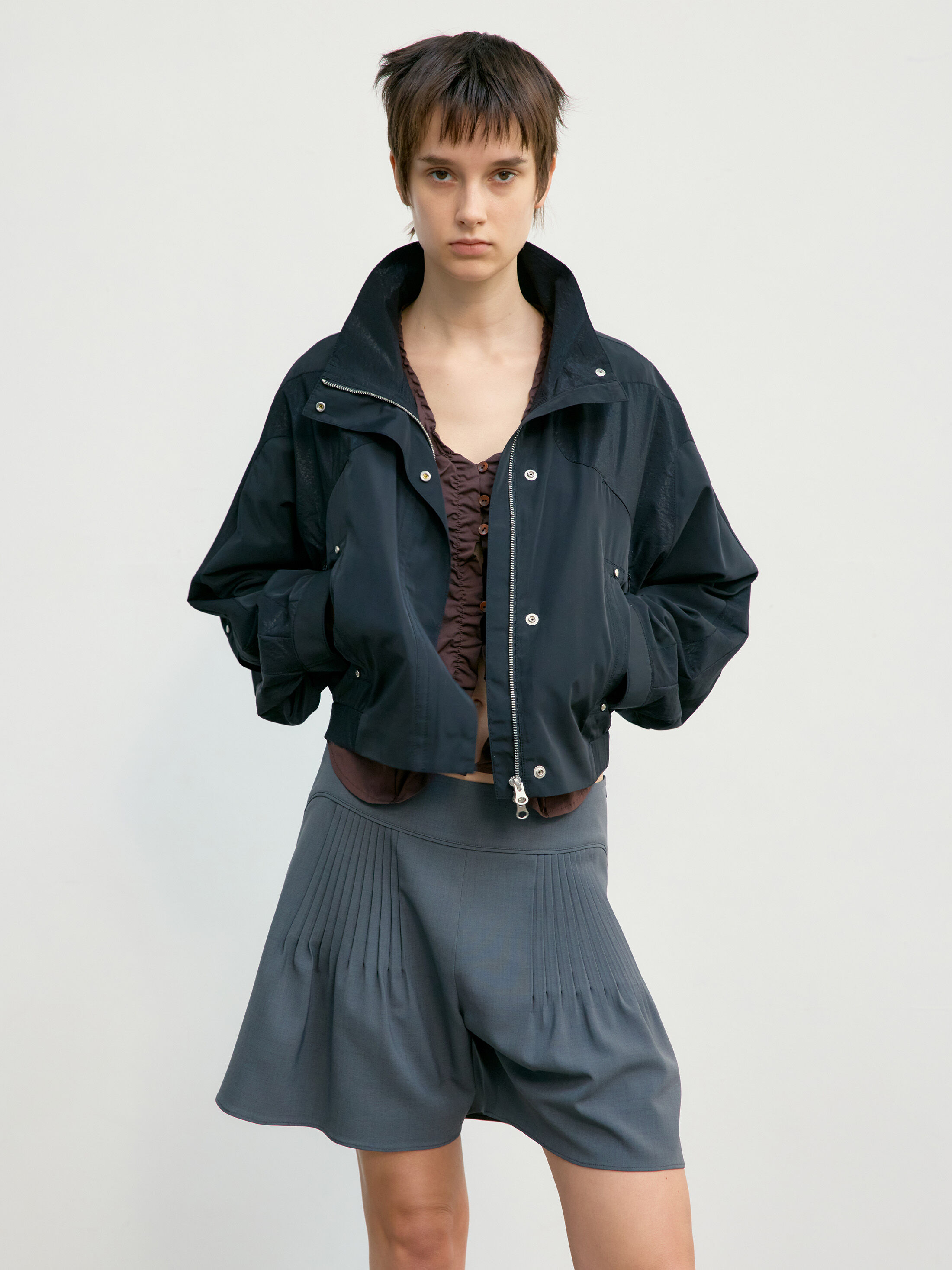 [LOW CLASSIC] CONTRAST ZIP-UP SHORT JACKET ☆送料込☆ LOW CLASSIC