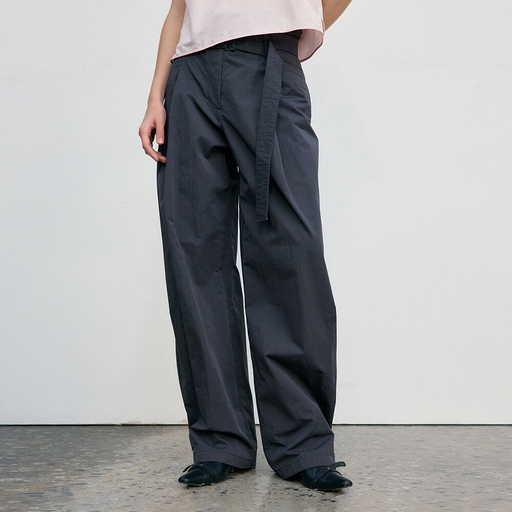 Draped chiton midi skirt pants SET CHARCOAL - 감도 깊은 취향