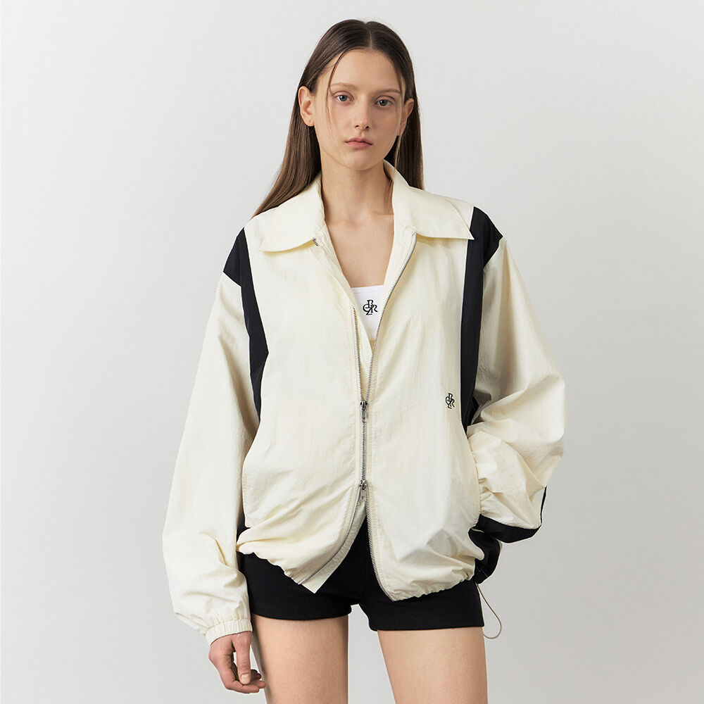 THE MUSEUM VISITOR★韓国 人気 LOVE CURVED ZIPPER WINDBREAKER THE MUSEUM VISITOR】LOVE CURVED ZIPPER WINDBREAKER (IVORY