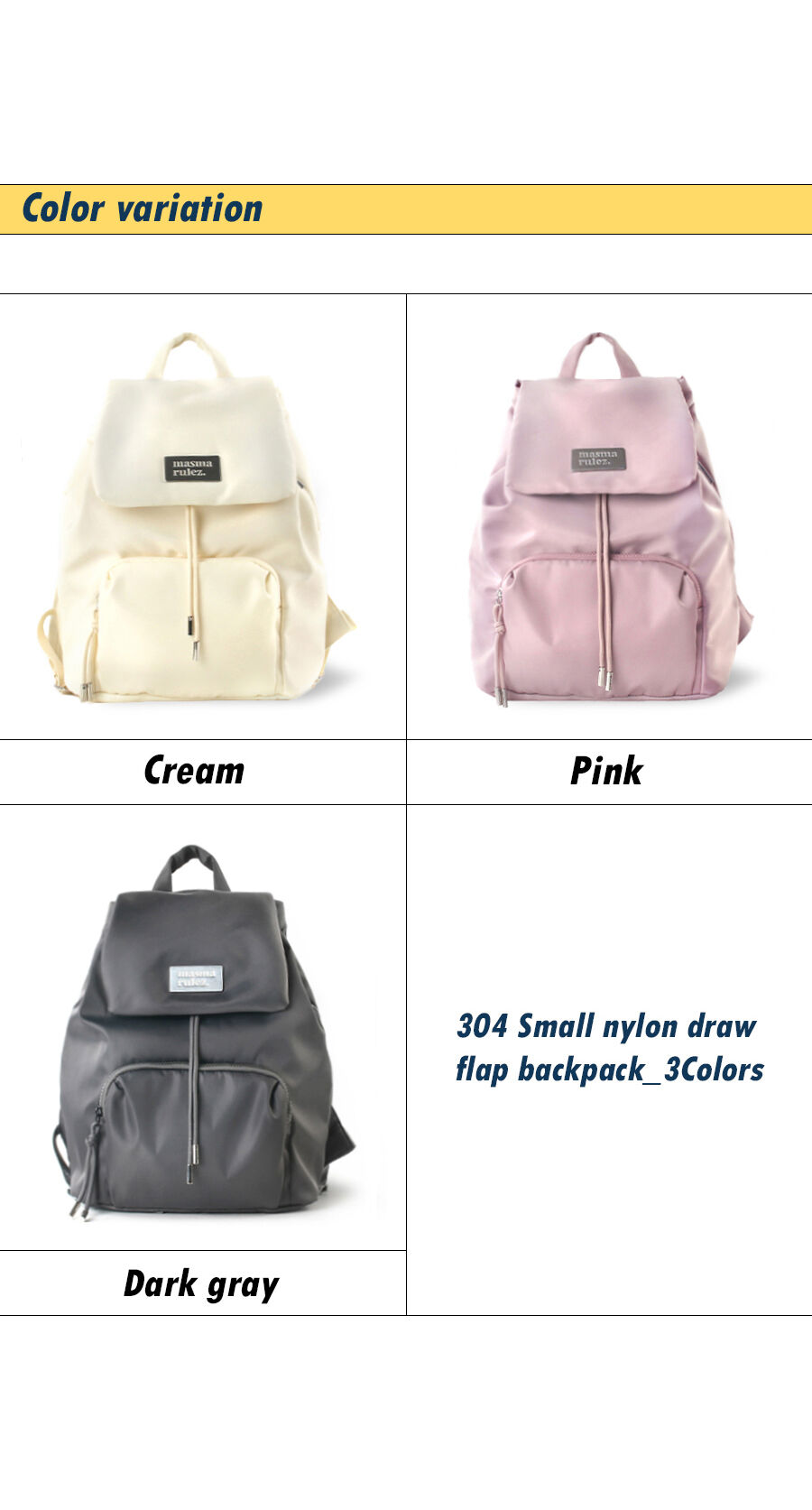 ◆masmarulez◆ 304 Small nylon draw flap backpackPink 501328 Masmarulez [마스마룰즈]