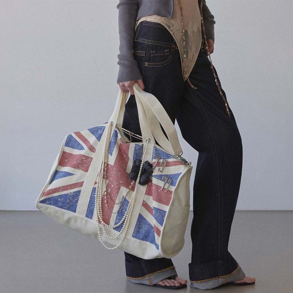 Faith Rhinestone Eco Bag Washed Natural - 감도 깊은 취향
