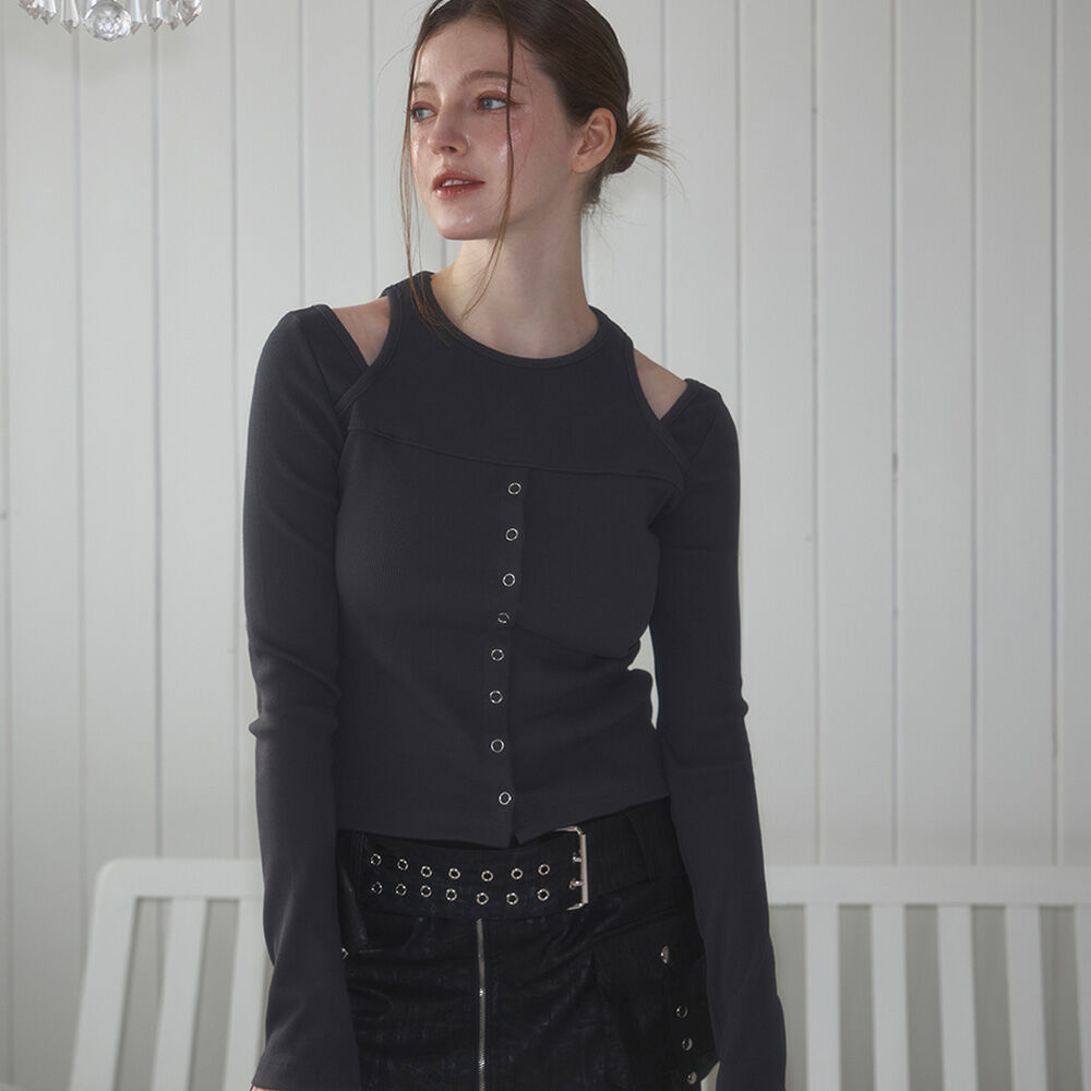 ★FLARE UP★ Cutout Turtleneck Long Sleeve FL112Black Cut-out Turtleneck Long Sleeve (FL-112_Black) - FLAREUP | 60