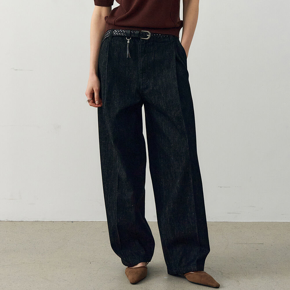 韓国商品/TREEMINGBIRD Leopard Curved Balloon Fit Denim Pants Leopard Curved Balloon Fit Denim Pants [ Multi ] - TREEMINGBIRD