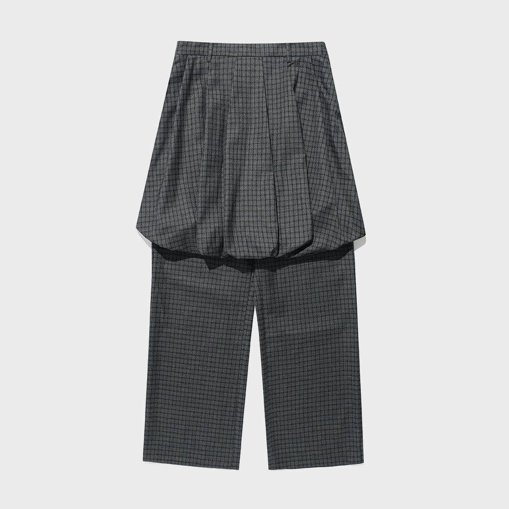 FFATS PLEATS LAYERED SKIRT PANTS_GREY(NG2ESUPA92A) - 감도