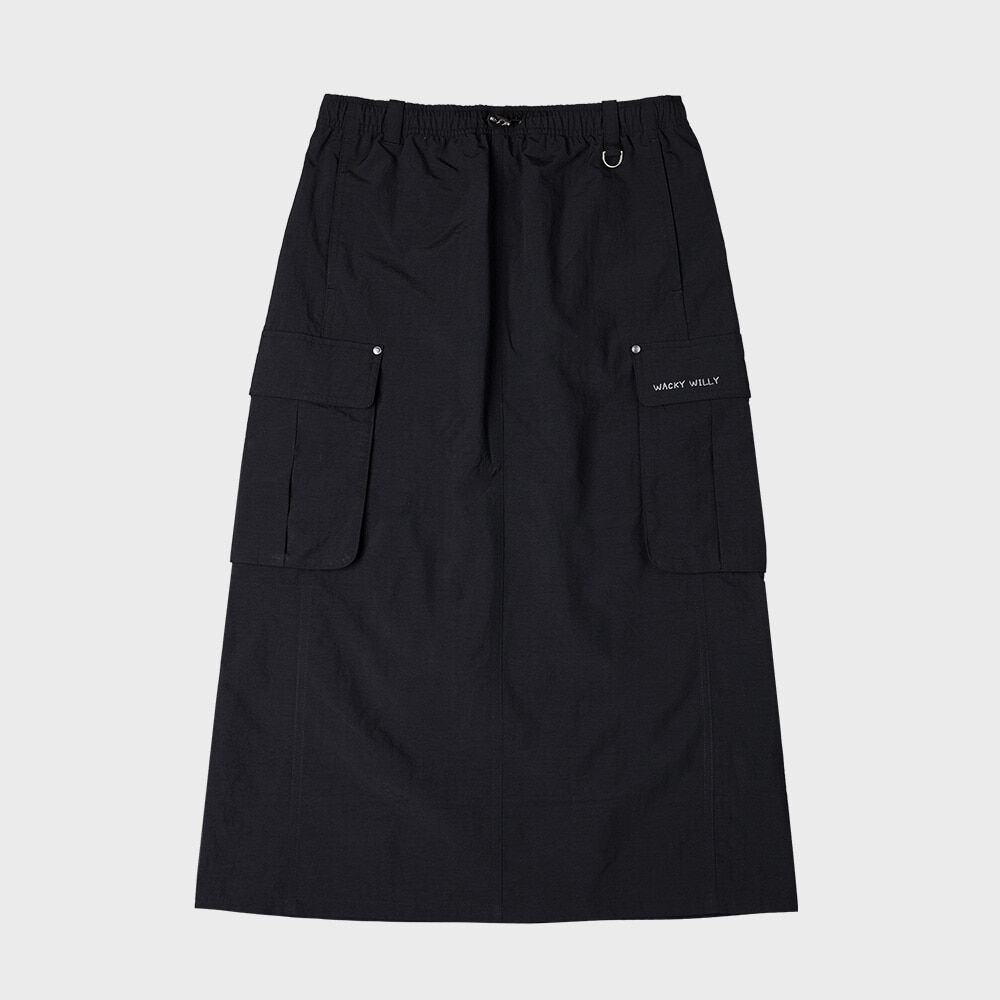 スカート [NICEGHOSTCLUB]PARACHUTE CARGO SKIRT_BLACK(NG2DMUW301A) Stradivarius nylon parachute cargo skirt | ASOS