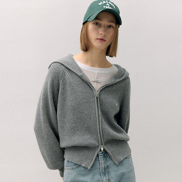 【SATIIIZ】Raf Two-Way Knit Hooded Zip-Up SATIIIZ】Raf Two-Way Knit Hooded Zip-Up South Knitwear