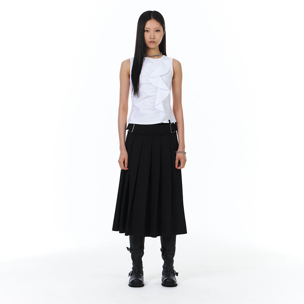 Buckle Pleats Skirt (Black) - 감도 깊은 취향 셀렉트샵 29CM