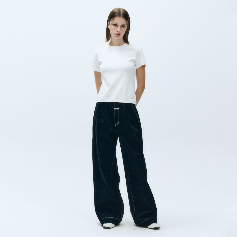 W LOW-WAIST TUCK WIDE DENIM PANTS light blue - 감도 깊은