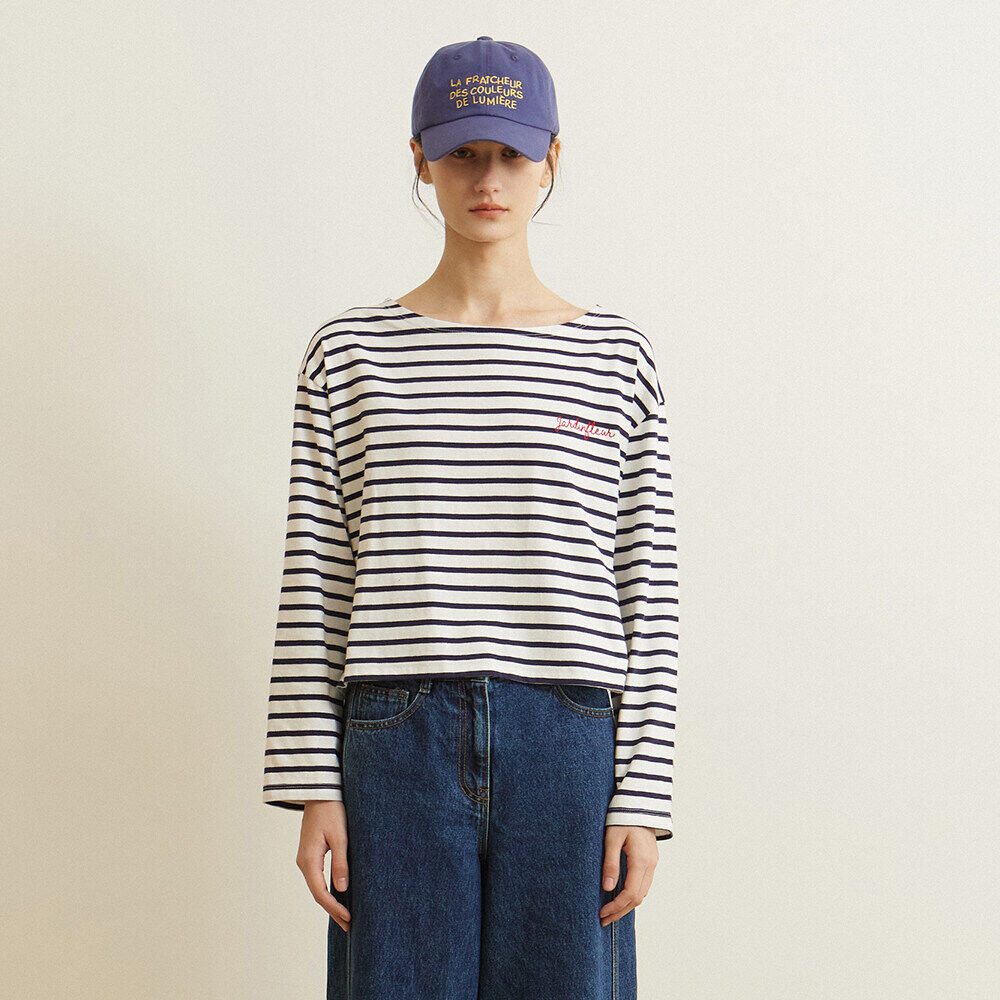 Chain-Needlework Stripe Tee (Green) - 감도 깊은 취향 셀렉트