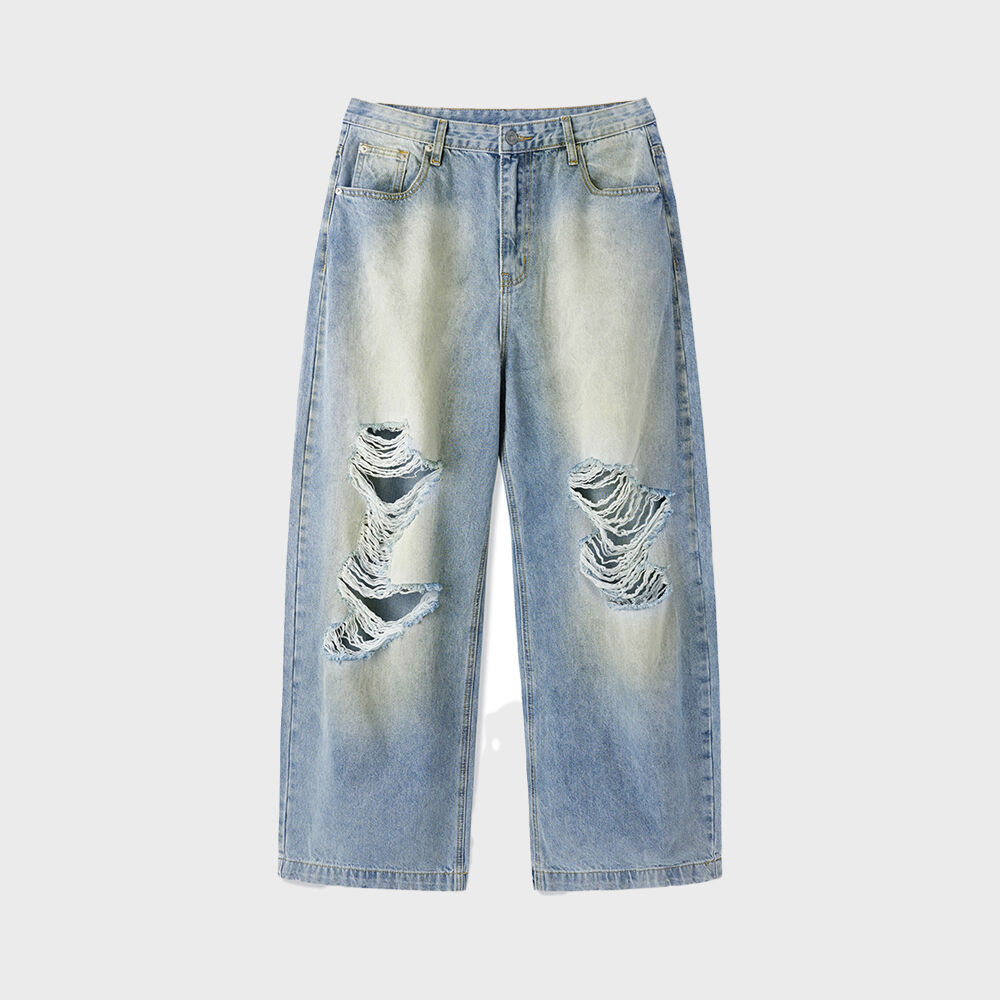 [韓国人気] Unisex Black Crossover Wide Jeans apa804u UNISEX BLACK CROSS-OVER WIDE JEANS apa804u(BLACK) - 감도