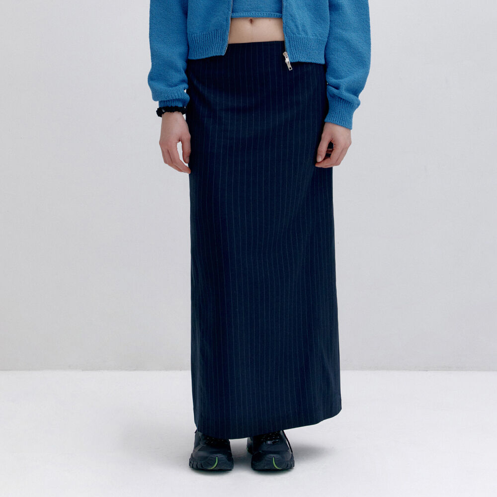 ★LOW CLASSIC★ RELAXED SLIT LONG SKIRTNAVY STRIPE LC251SK01 RELAXED SLIT LONG SKIRT_NAVY STRIPE_LC251SK01NS - 감도 깊은