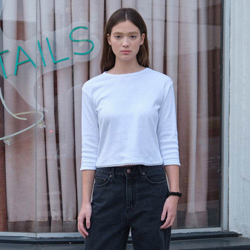 POINTELL LACE T-SHIRT_CHARCOAL_LC251TS17CC - 감도 깊은 취향