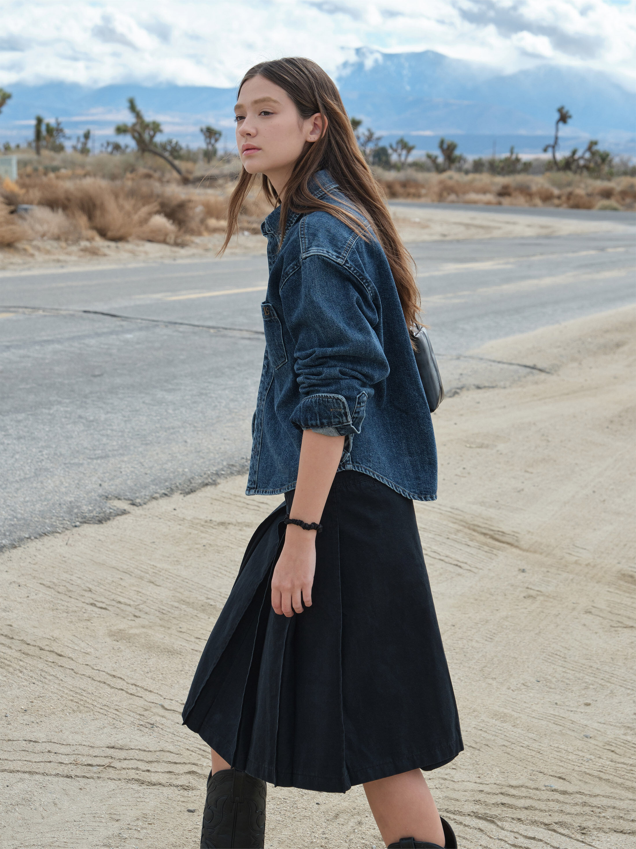 ★LOW CLASSIC★ WASHED COTTON PLEATS WRAP SKIRTBLACK LC251SK WASHED COTTON PLEATS WRAP SKIRT_BLACK_LC251SK06BK - 감도