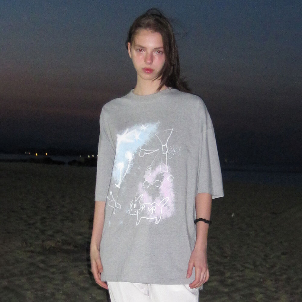 ★SUNBURNPROJECT★Cupid Overfit T-shirt★ 썬번프로젝트(SUNBURNPROJECT) Cupid Overfit T-shirt, WHITE