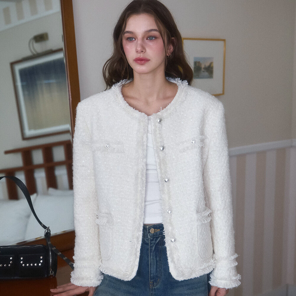 ◇RONRON◇ LACE TORCHON TERRY WOOL TWEED JACKET CREAM LACE TORCHON TERRY WOOL TWEED JACKET CREAM - 감도 깊은 취향
