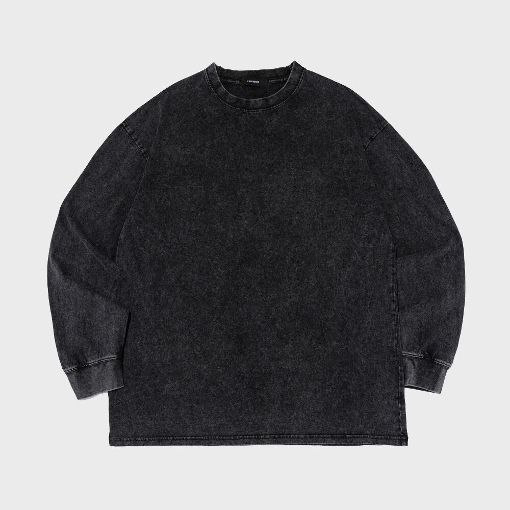 関税込★PARTIMENTO VTG Washed Layered Round Neck Long Sleeve VTG Washed Layered Round Neck Long Sleeve Black - 감도 깊은