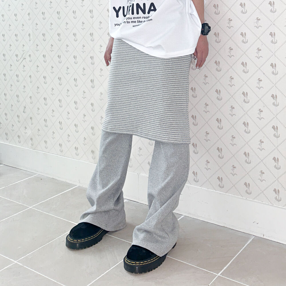WM SKIRT LAYRED SHIRRING SWEAT PANTS black - 감도 깊은 취향