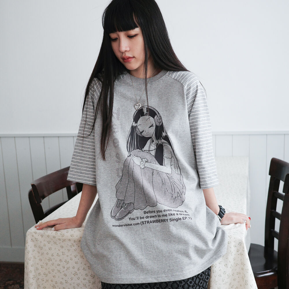 Pink HEESU One shoulder T-shirt [White] - 감도 깊은 취향
