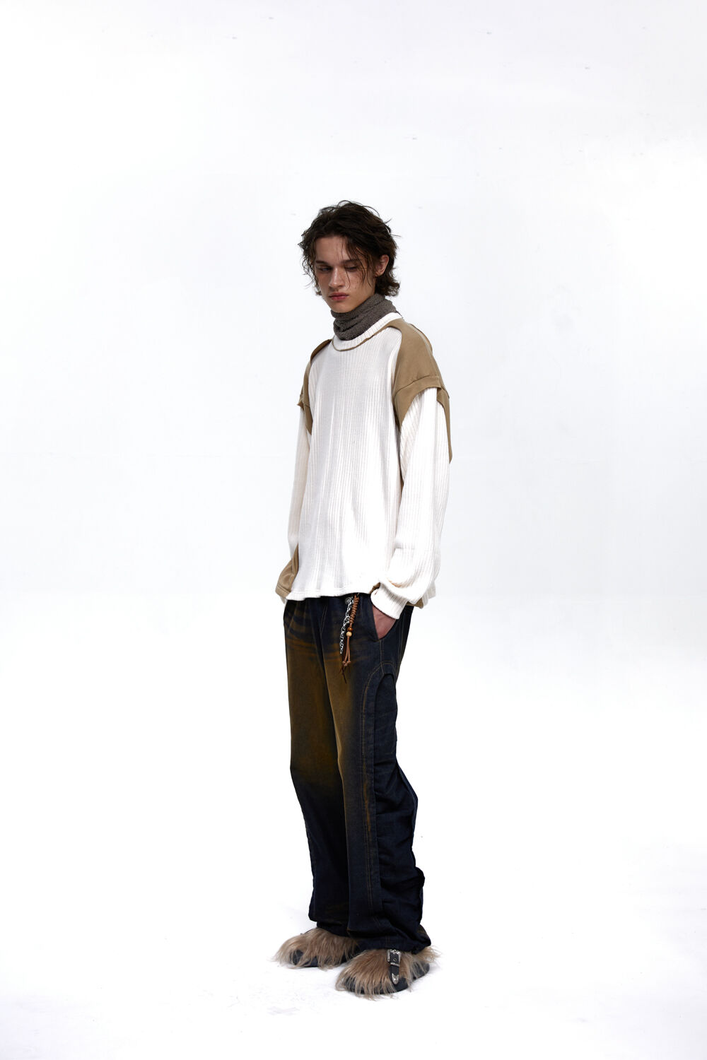 ★R.SHEMISTE★ WRINKLE MIXED CAT WASHING DENIM PANTS DENIM RSSC│알에스에스씨
