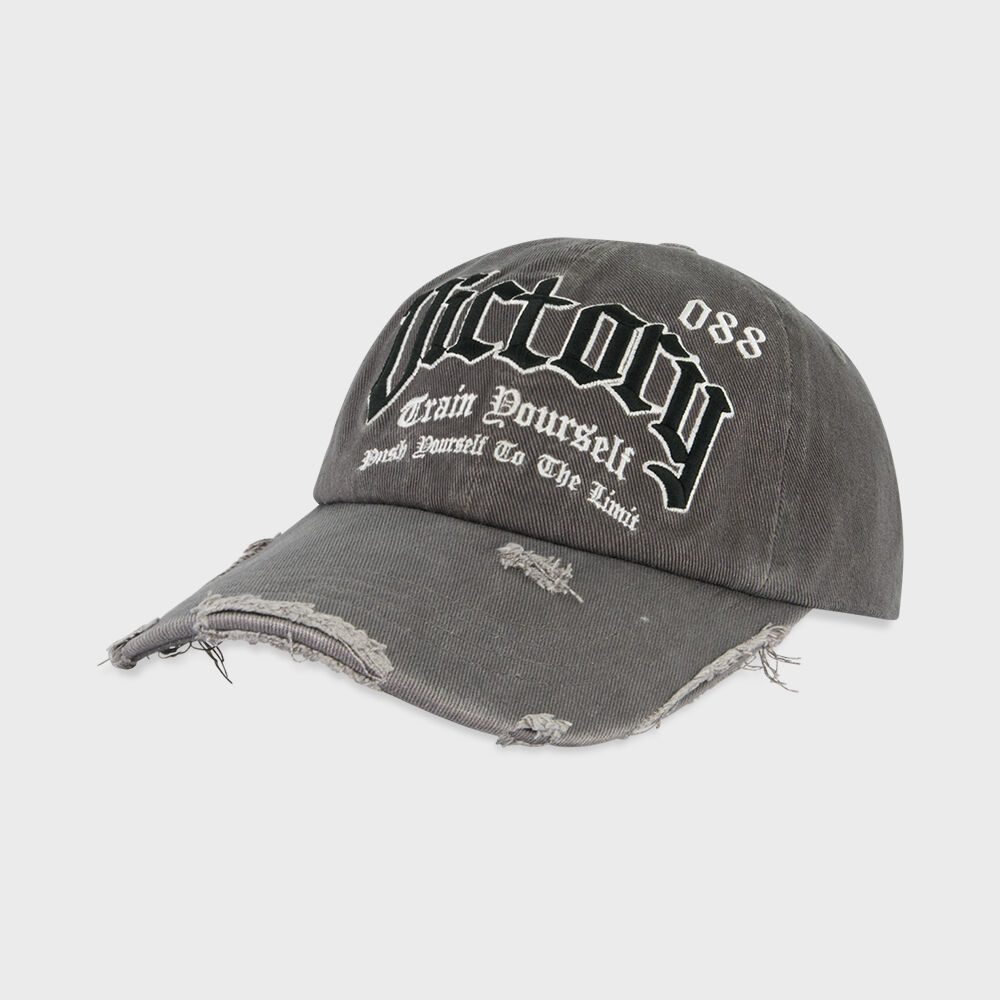 【MARITHE】CLASSIC LOGO DAMAGED OVERFIT CAP CLASSIC LOGO DAMAGED OVERFIT CAP light gray - 감도 깊은 취향