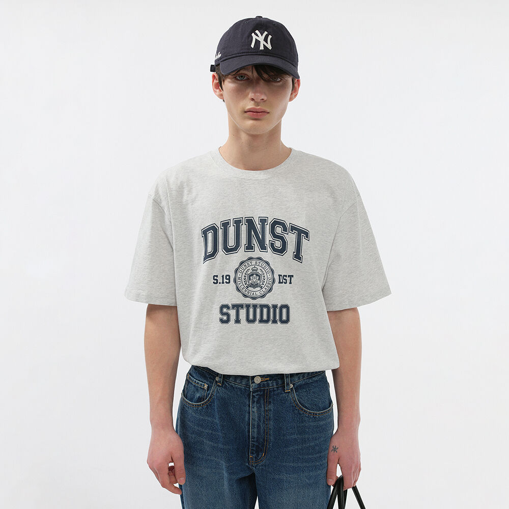 ★Dunst★ UNISEX CUPID ARCH LOGO TSHIRT LIGHT MELANGE GREY_U UNISEX CUPID ARCH BACK LOGO T-SHIRT OFF WHITE_UDTS5B128OW