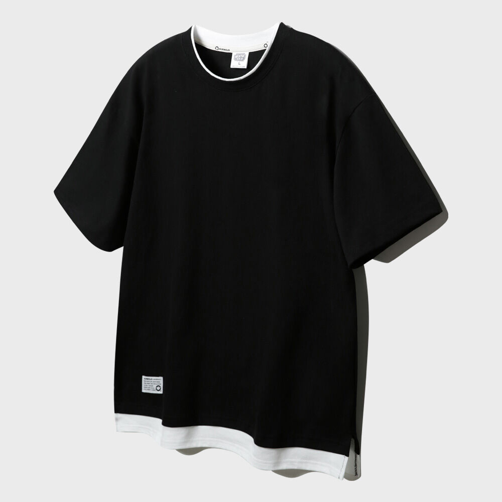 4 Symbol Colour Block Mesh T-Shirts - Black - 감도 깊은 취향
