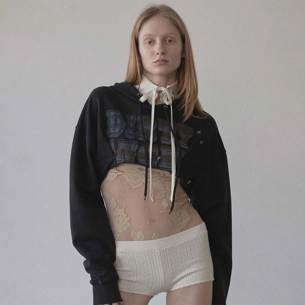 Glitter Flag Crop Hoodie Raw – Sculptor