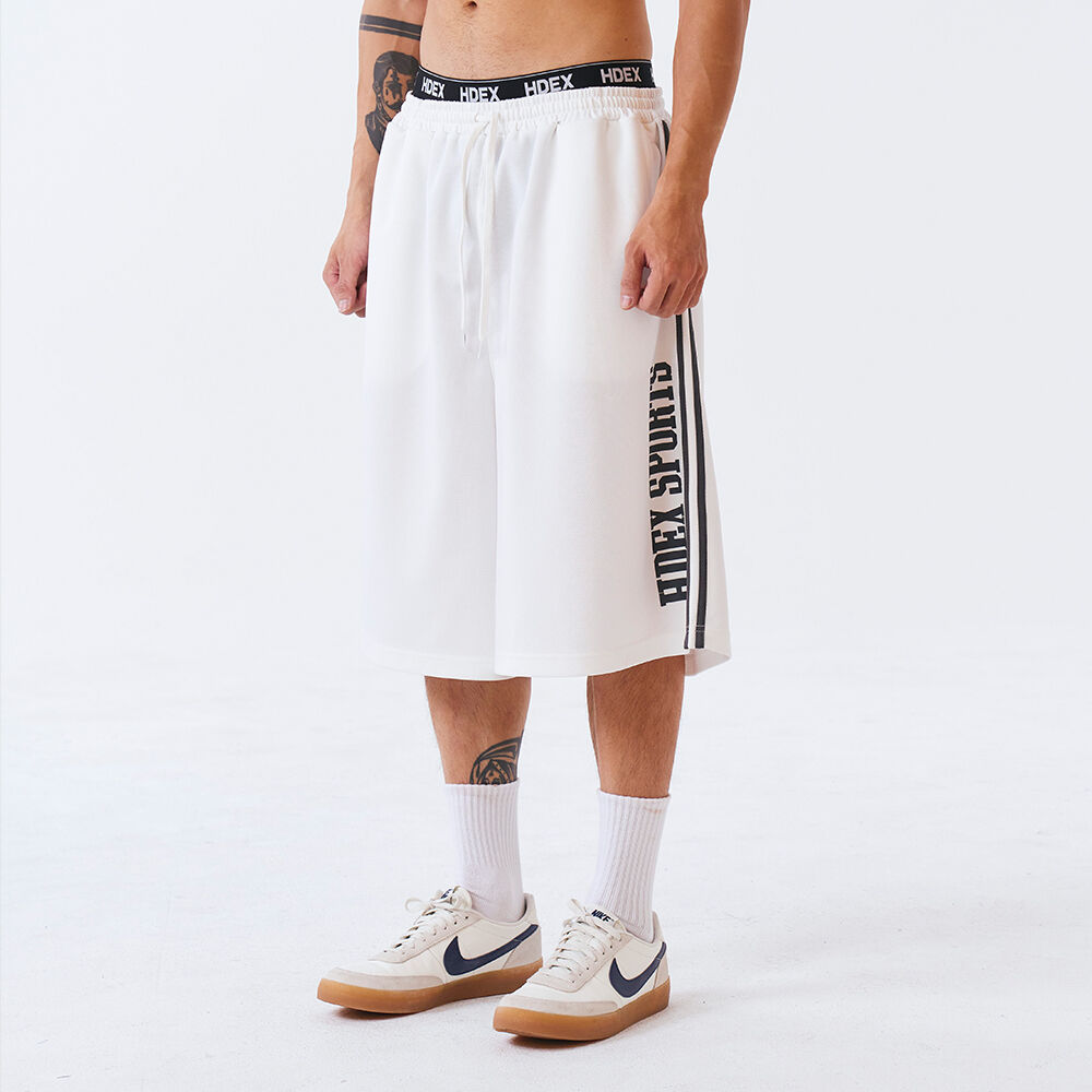 4 Symbol Colour Block Mesh Shorts - White - 감도 깊은 취향