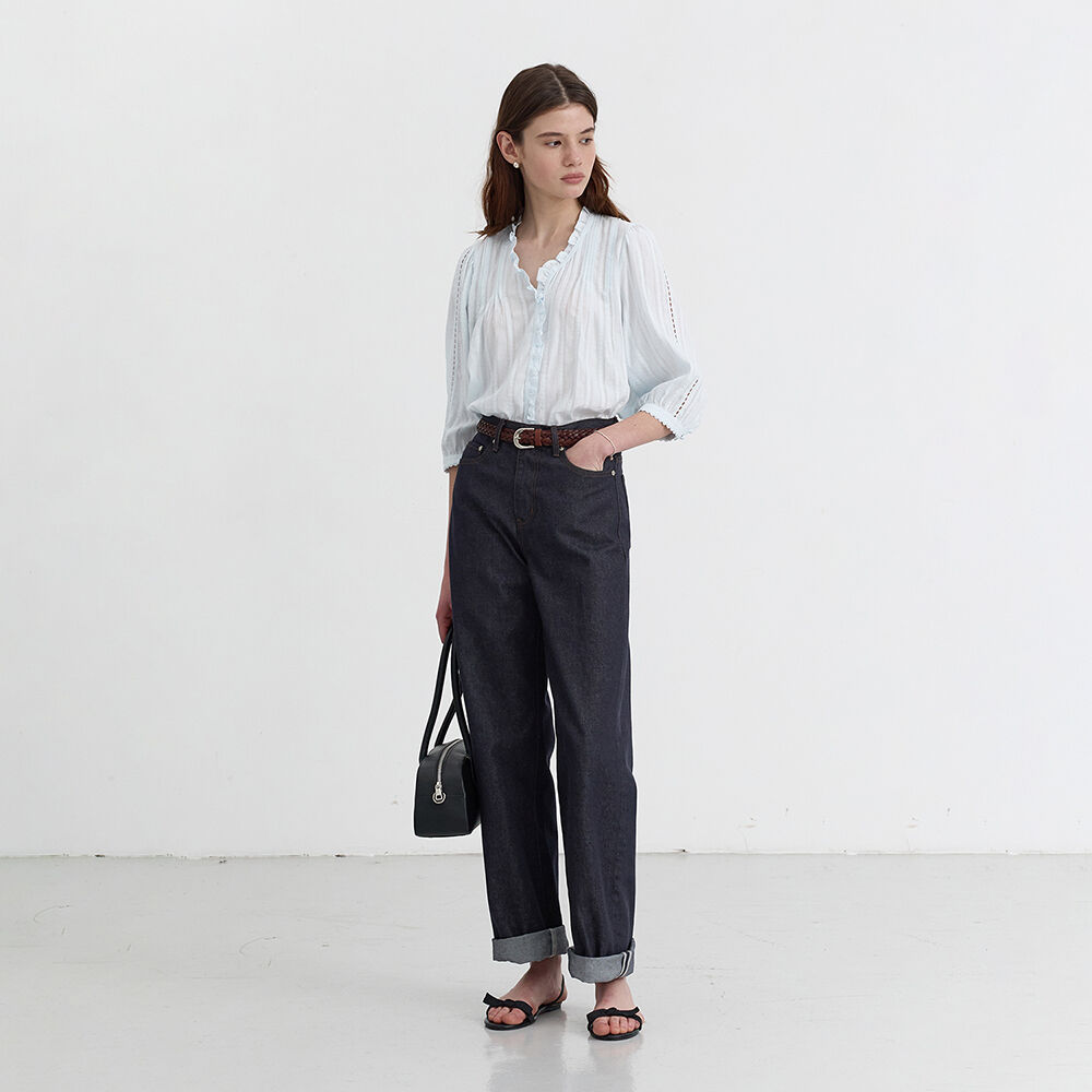Tシャツ・カットソー Dunst JANE FRILL BLOUSE SOFT BLUE_UDBL5B222B1 JANE FRILL BLOUSE SOFT BLUE_UDBL5B222B1 - 감도 깊은 취향