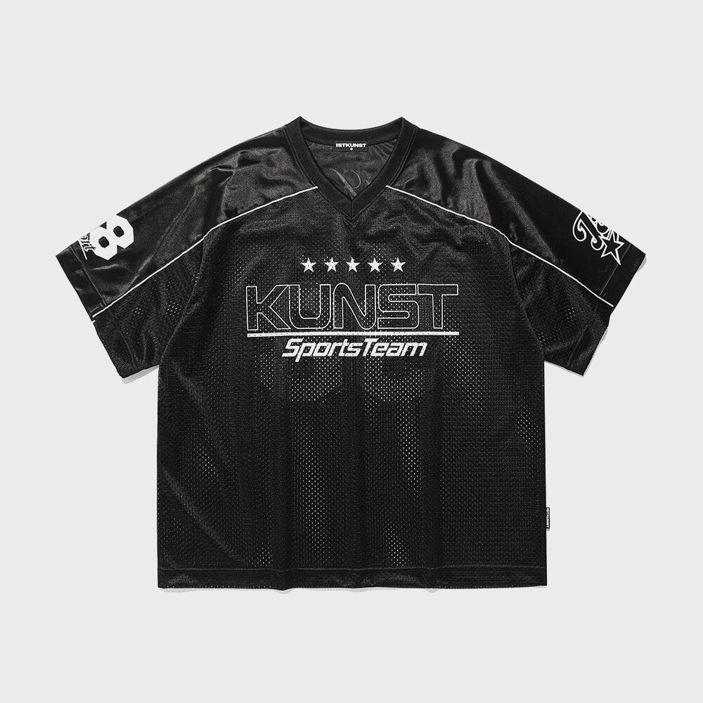 4 Symbol Colour Block Mesh T-Shirts - Black - 감도 깊은 취향