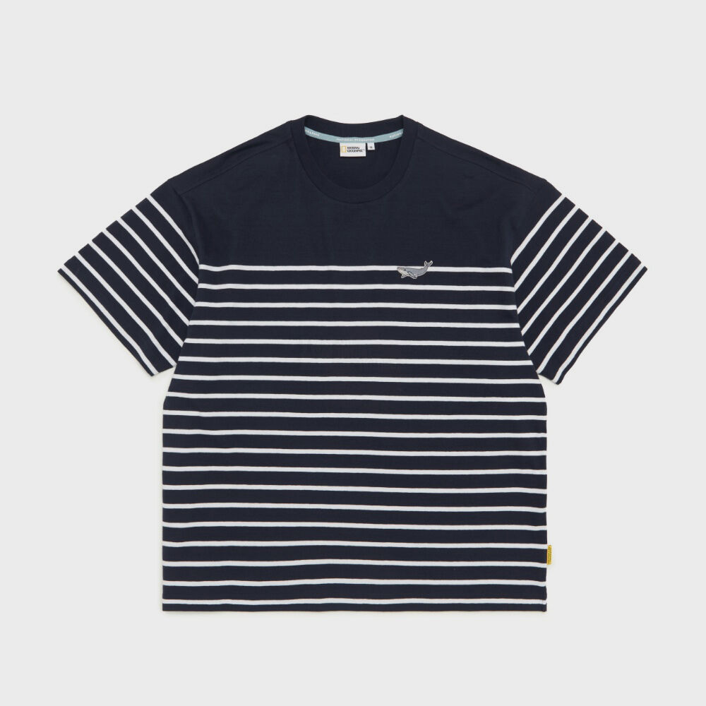 UMBRO■X MOONSUN] Blockcore Stripe Short Sleeve■送料込 Umbro x MOONSUN Blockcore Stripe T-Shirt / Navy - 감도 깊은