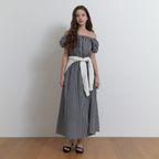 Pluie shirring dress (black check)
