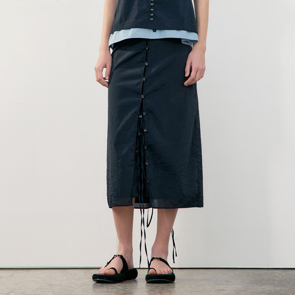 RELAXED SLIT LONG SKIRT_GREY STRIPE_LC251SK01GT - 감도 깊은