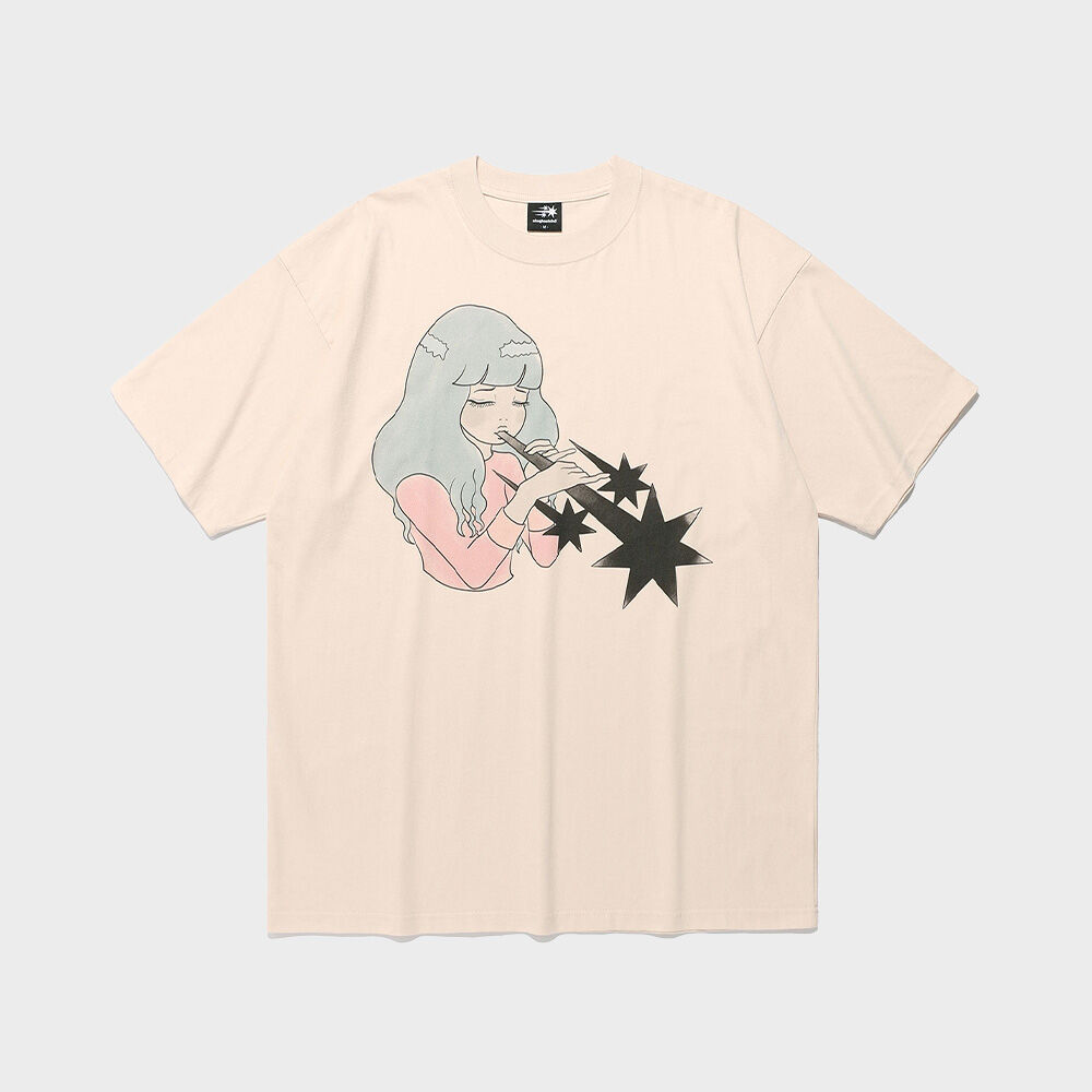 Tシャツ・カットソー [NICEGHOSTCLUB]NOVEL DRAWING PIGMENT BIG BIG TEE_BEIGE(NG2 novel drawing pigment big big tee[beige] - niceghostclub