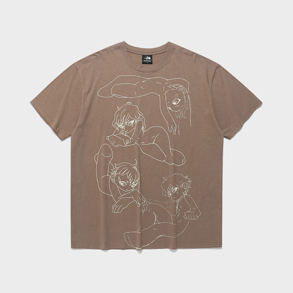 Tシャツ・カットソー [NICEGHOSTCLUB]NOVEL DRAWING PIGMENT BIG BIG TEE_BEIGE(NG2 novel drawing pigment big big tee[beige] - niceghostclub