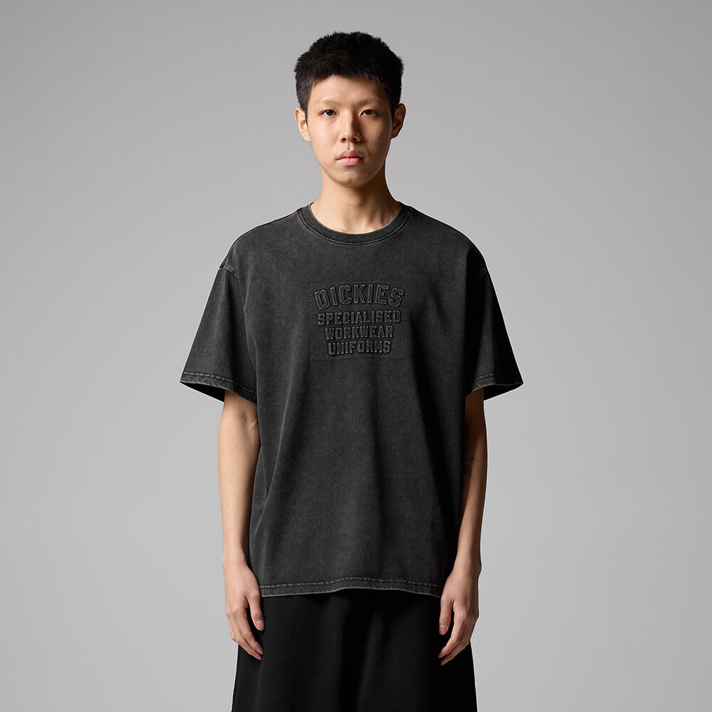 BRUSH FADING HALF SLEEVE T-SHIRTS (BLACK) - 감도 깊은 취향