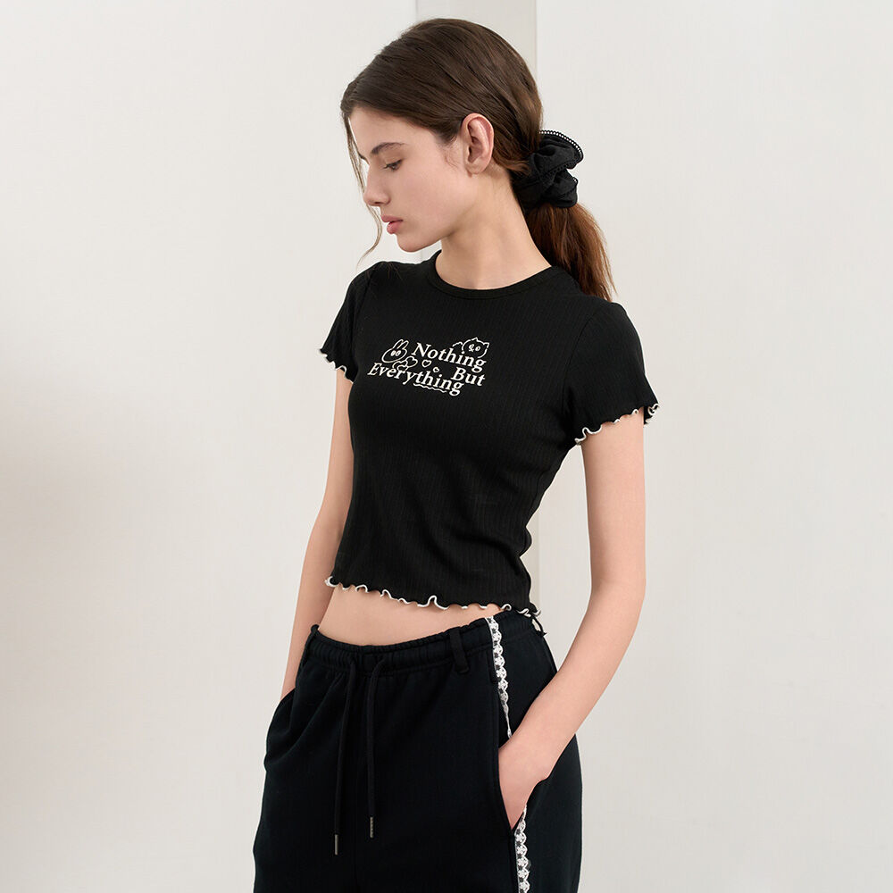 [TMAKER] SILVER JELLY LETTERING CROP T-SHIRTS★韓國 SILVER JELLY LETTERING CROP T-SHIRTS BK - 감도 깊은 취향
