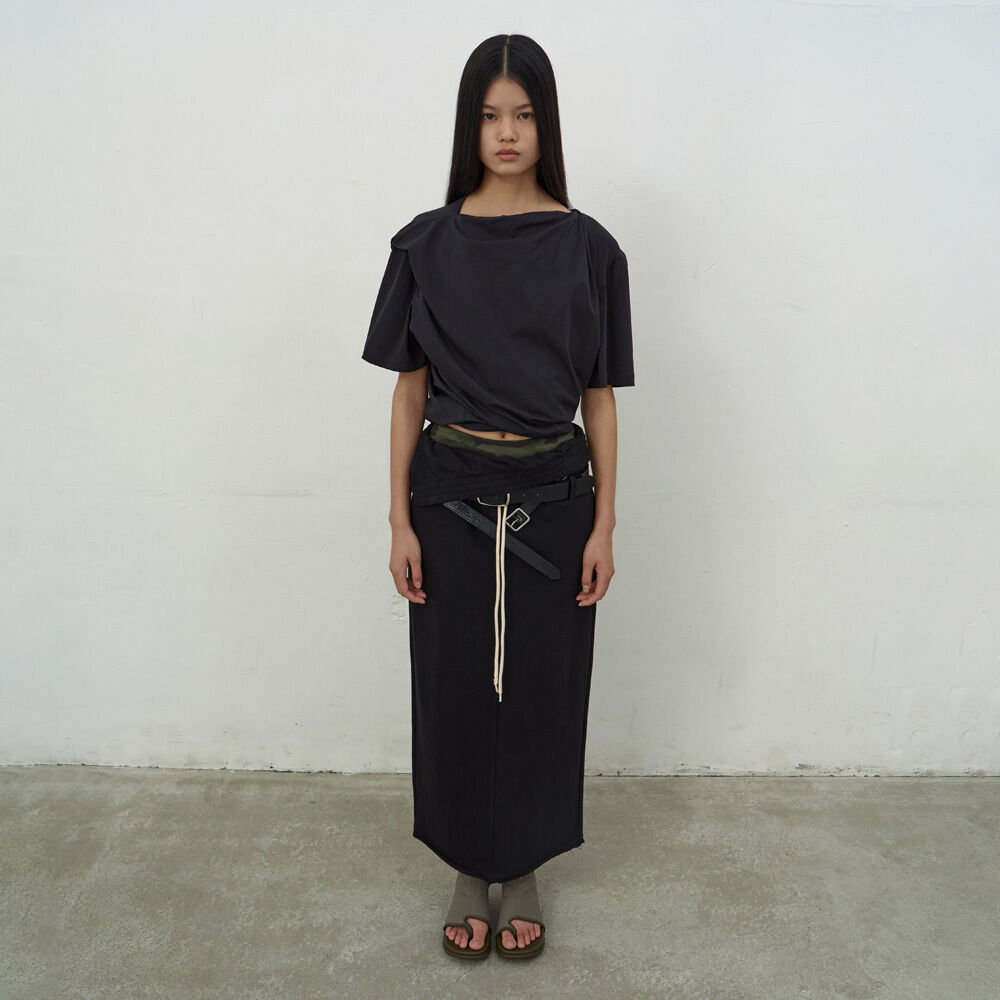 LCDC ♥ FOLD-OVER JERSEY SKIRT /追跡付 FOLD-OVER JERSEY SKIRT (BLACK)